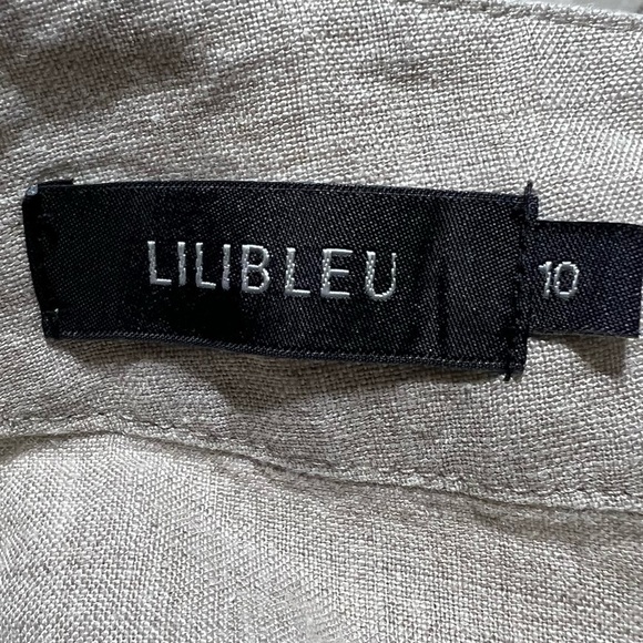 LILIBLEU Womens Linen Beige Wide Leg Cropped Pant, Size 10 -#303 - Picture 2 of 12